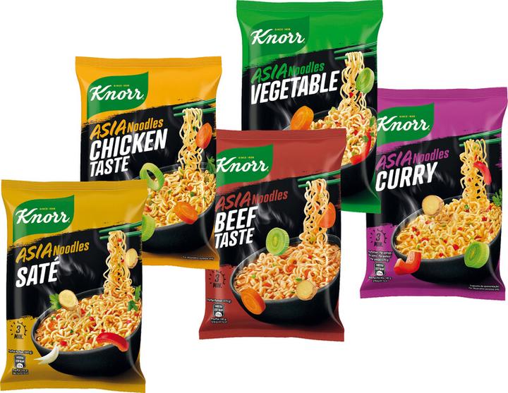 Actual product image Knorr Asia Noodles Curry Bag, Asian instant noodles snack, prepared in just 3 minutes. (70 g)