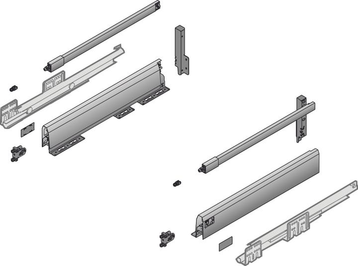 Hettich Kit complet de tiroir frontal ArciTech 94/186, avec tringle longitudinale
