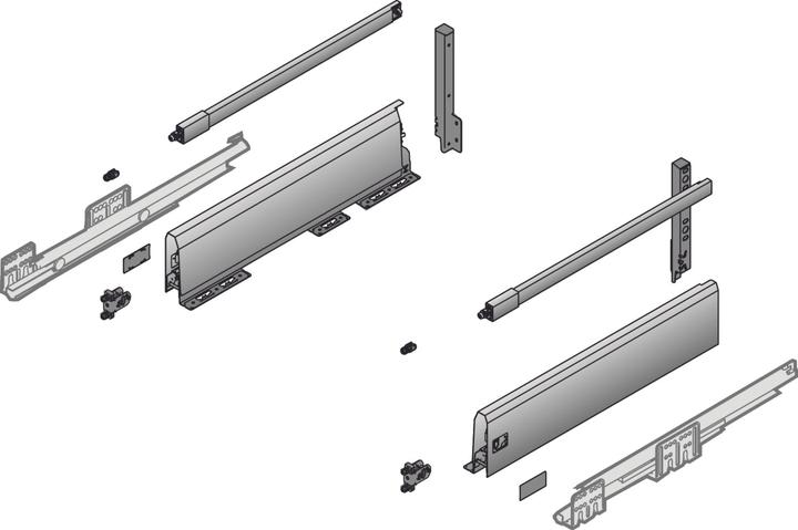 Hettich Front drawer complete set ArciTech 126/218, with longitudinal relining