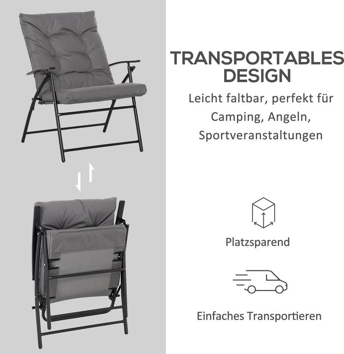 Immagine prodotto Outsunny Campingstuhl Metall, Polyester Grau