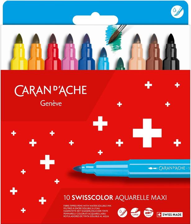 Caran d'Ache Swisscolor Maxi Fasermaler Kartonschachtel (Multicolore, 10 x)