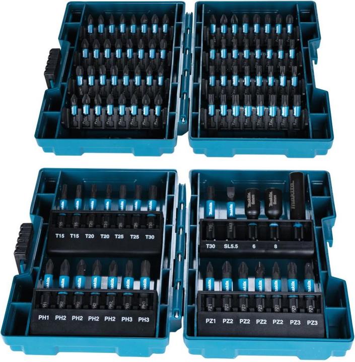 Makita Impact Black-Bit-Set (Kreuz Phillips PH M2, Kreuz Phillips PH M3, Kreuz Pozidriv PZ M2, Kreuz Pozidriv PZ M3, Innensechsrund TX M20, Innensechsrund TX M30)