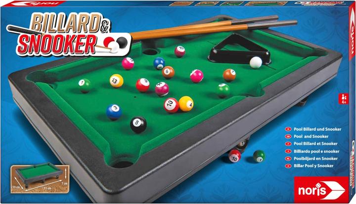 Noris 606167704 Pool billiards & snooker incl. 2 cues, 16 billiard and 17 snooker balls and triangle