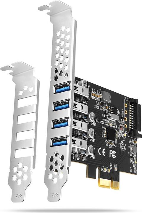 Actual product image Axagon PCEU-43RS PCIe Adapter 4x USB3.0 UASP VIA, 15-pin SATA Power Supply