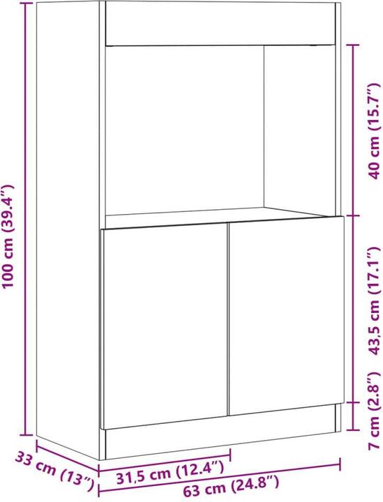 Produktbild VidaXL Highboard (63 x 33 x 100 cm)