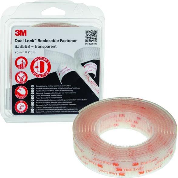 Image du produit 3M Ruban de fermeture à pression Dual Lock 25mm x 2.5m Transparent (25 mm)