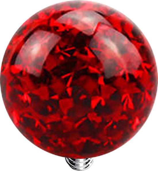 Star Piercing Dermal Anchor Kristall Kugel rot Epoxy Schutzschicht (ohne Messing, Chirurgenstahl 316L)