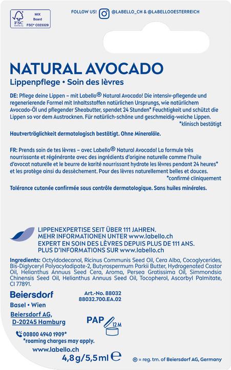 Produktbild Labello Natural Avocado (Pflegestift, 5.50 ml)