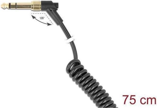 Actual product image Delock Coiled cable 3.5 mm 3 pin jack plug to jack plug (0.75 m)