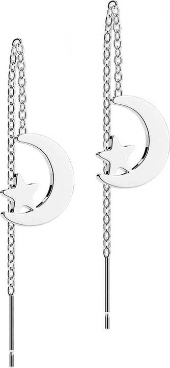 Star Piercing Ohrstecker silber freifallende Mond und Stern (ohne Messing, Chirurgenstahl 316L)