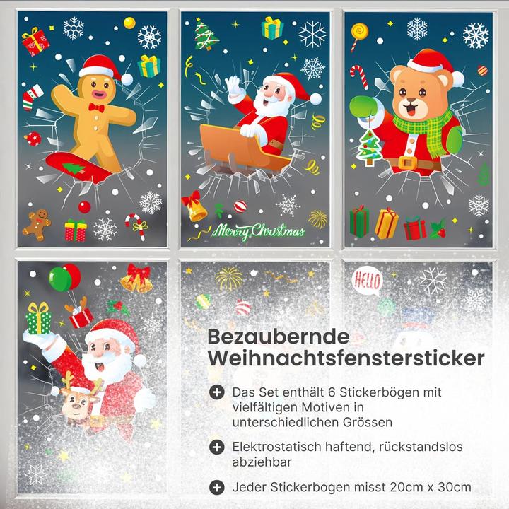 Produktbild Hermex Fensterbilder Weihnachtsaufkleber für Fenster Weihnachtssticker Merry Christmas