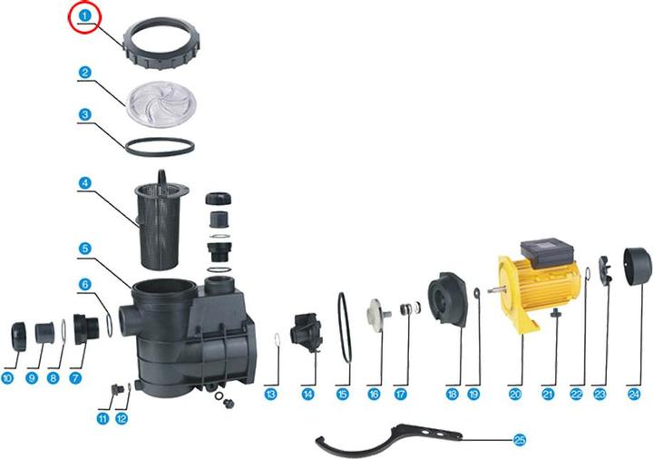 Produktbild SunSun Schwimmbadpumpe HZS-750 Ersatzteil Verschraubung Poolpumpe Pumpe