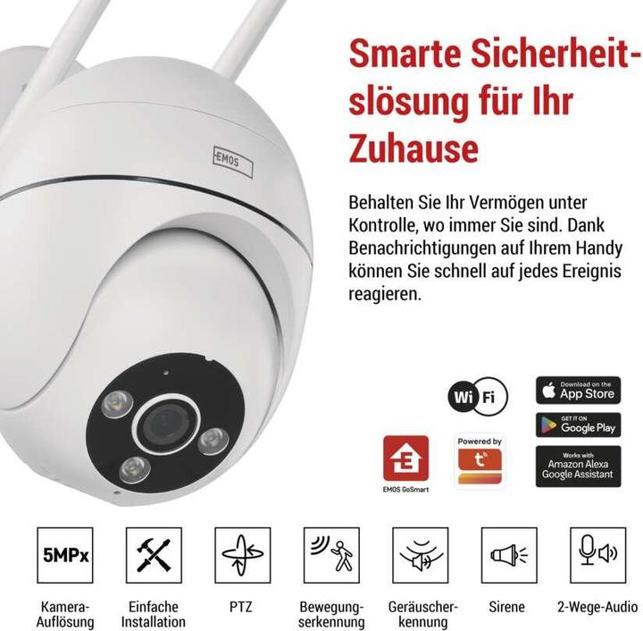 Actual product image Emos GoSmart Rotating Outdoor IP Camera with WiFi IP-800 WASP, white