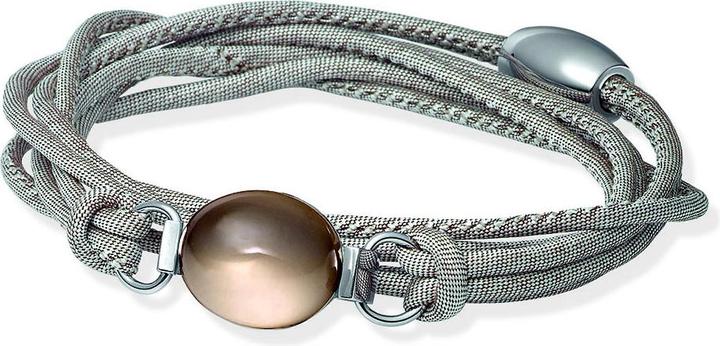 Xen Seidenarmband braun mit Rauchquarz Cabochon und Magnetverschluss (65 cm, Seide)