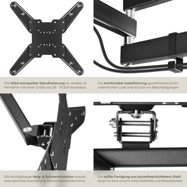 Image du produit tectake Support TV mural (Mur, 55", 100 kg)