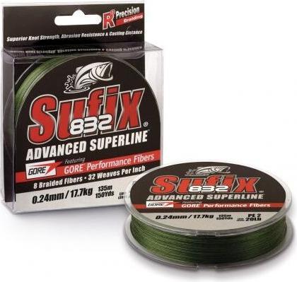 Sufix 832 Braid 120m Low Vis Green (4.60 kg, 0.10 mm)