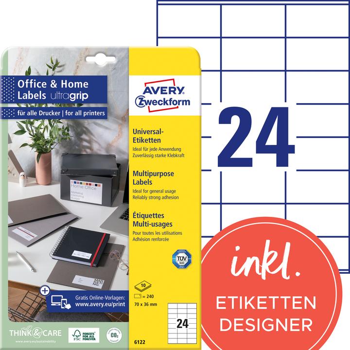 Avery Etiketten, Home Office, Kleinpackung