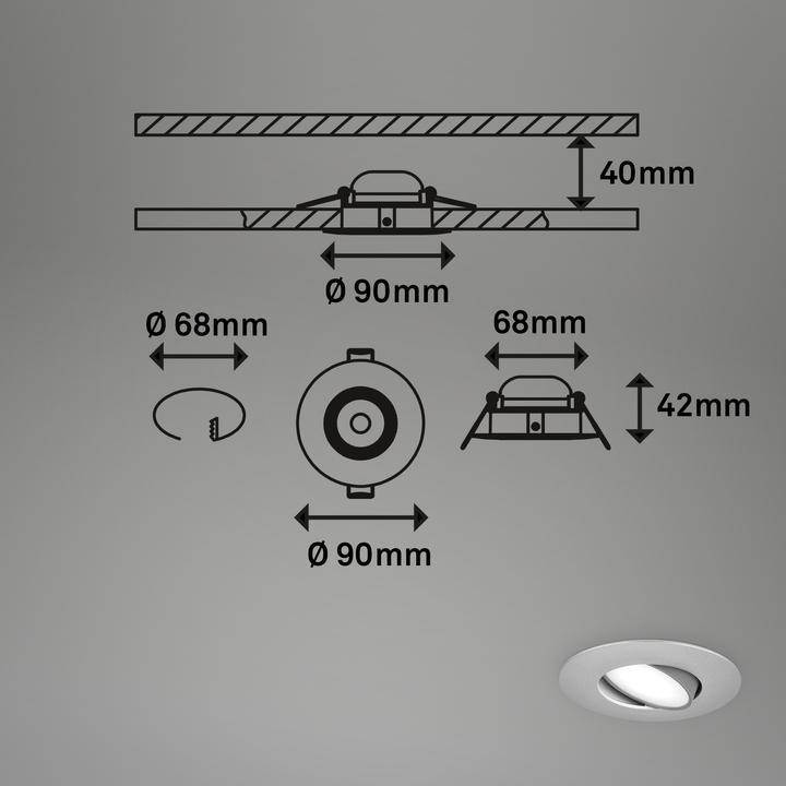 Produktbild Briloner LED Einbauleuchten, 3er-Set, IP65, chrom-matt, 3xLED-Platine/4,9W (480 lm)
