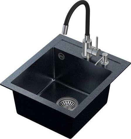 Steiner ART JOHNNY 100 (43x50x20,3) Steingran Art Silver Black Pearl met handhevel, Maggie Tap en Dispen (500 mm, 430 mm)