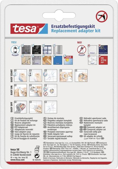 Produktbild tesa Power.Kit Befestigungsadapter BK43-2, selbstklebendes Ersatzteil, 34mm Durchmesser, 16mm Höhe