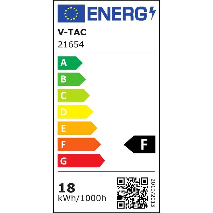Label énergétique V-TAC VT121 Tube LED SAMSUNG Chip 120cm 18W G13 Nano plastique 4000K (G13, 18 W, 1850 lm, 1 x, F)