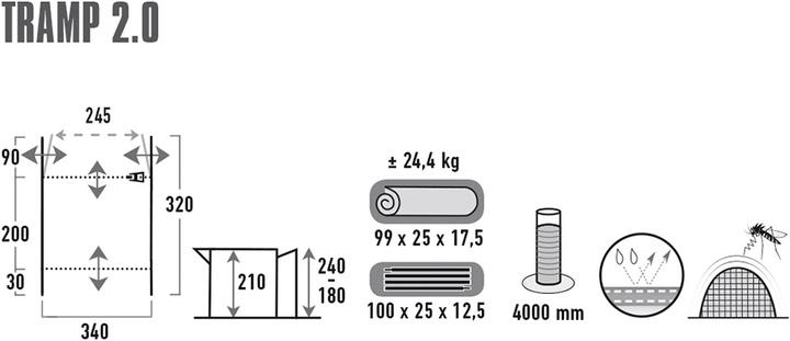 Actual product image High Peak Tramp 2.0 (Dome tent, 17.80 kg, 2 persons)