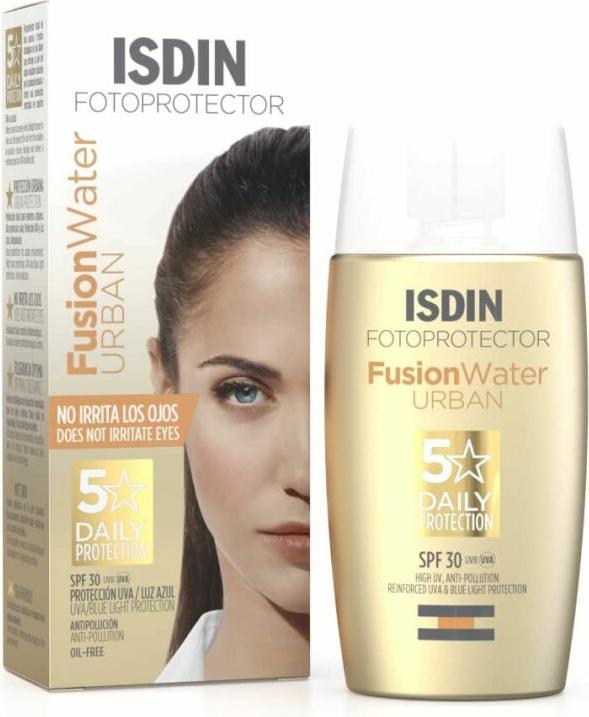 Actual product image Isdin Fusion Water Urban Spf 30 50ml (Suntan cream, SPF 30, 50 ml)