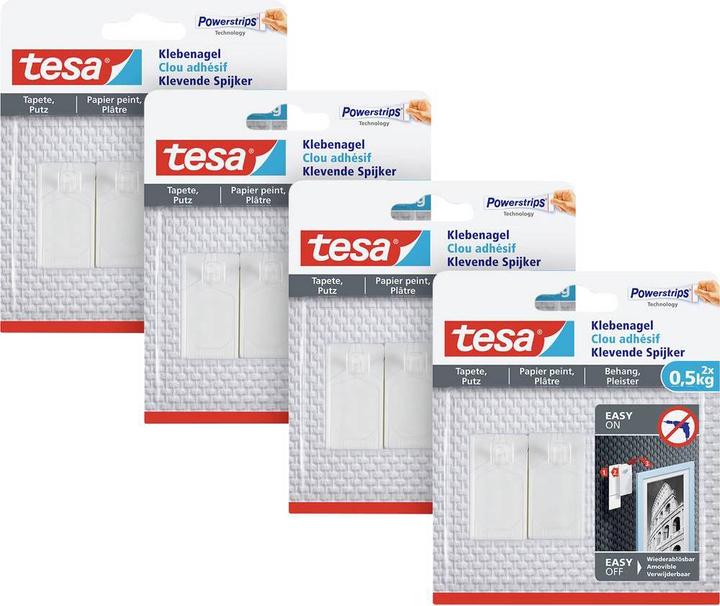 Actual product image tesa Klebenagel für Tapete & Putz, 0,5kg Halteleistung, spurlos ablösbar & wiederverwendbar, 8 Nägel