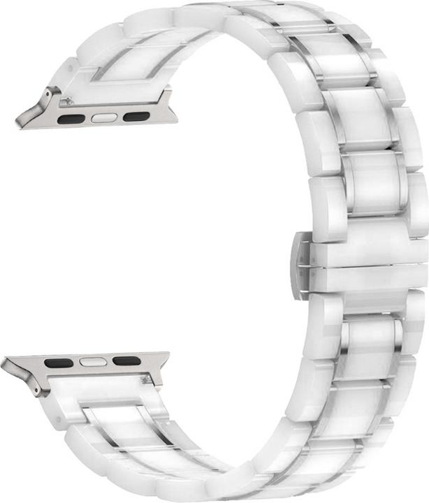 Produktbild Andi be free Apple Watch Keramik und Stahl Armband (Keramik Weiss und Silber)