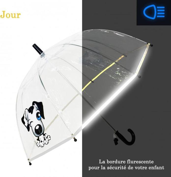 Image du produit Smati Parapluies pour enfants - Parapluie transparent en forme de cloche - Le premier parapluie fluo