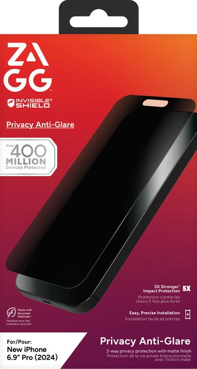 Image du produit Zagg Glass Elite Privacy Anti-Glare (1 pièce(s), Apple iPhone 16 Pro Max)