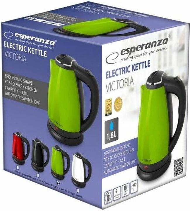Image du produit Esperanza EKK113G Wasserkocher 1 8 l 1800 W Schwarz Grün (1.80 l, Prise UE)