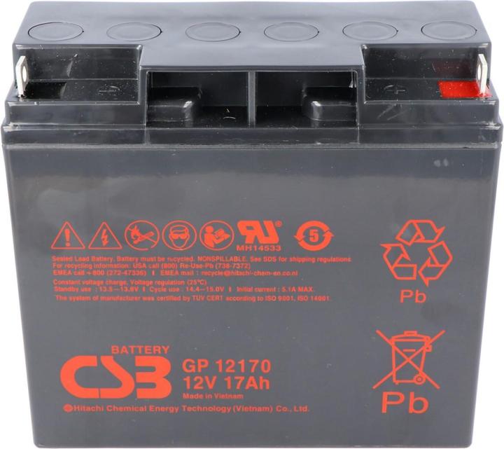 Image du produit CSB GP12170 12 Volt AGM Bleiakku 17Ah, 181x76x167mm M5 Flachpol - M5 B/N 5 Jahres Type + Standby (1 pcs, 17000 mAh)