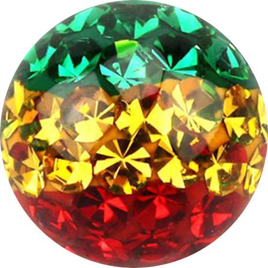 Star Piercing Kristall Kugel Rasta Epoxy Schutzschicht (ohne Messing, Chirurgenstahl 316L)