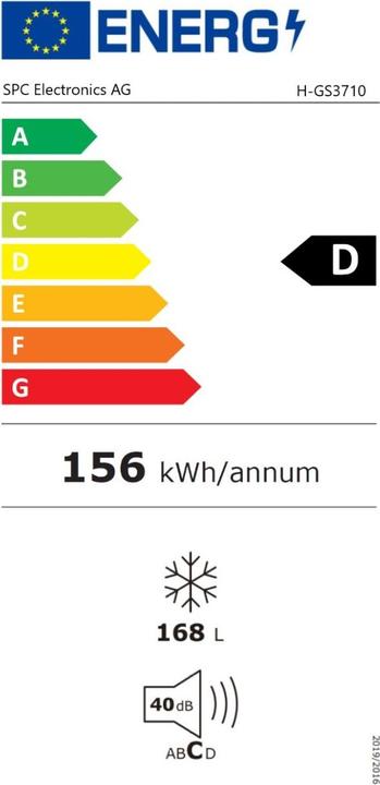 Label énergétique SPC H-GS3710 (Autonome, 168 l)