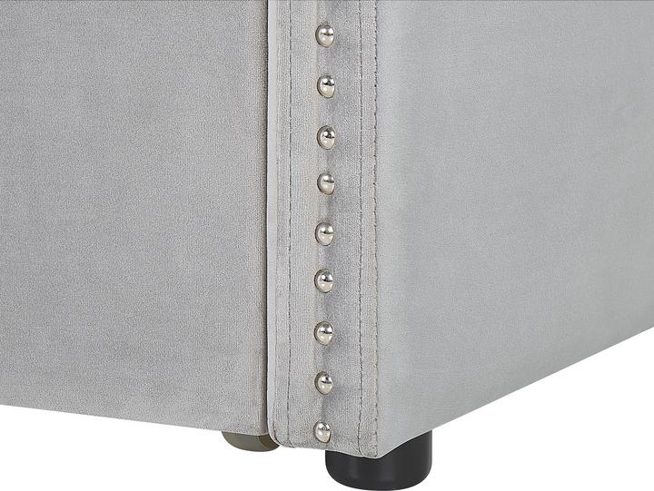 Actual product image Beliani Daybed extendable velvet fabric light grey slatted frame 90 x 200 cm TROYES (90 x 200 cm)