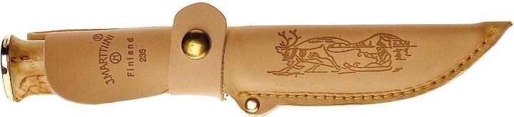 Produktbild Marttiini Gürtelmesser, rostfreier Stahl, spiegelpoliert, Maserbirke lackiert, Fingerschutz, Naturl (11 cm)
