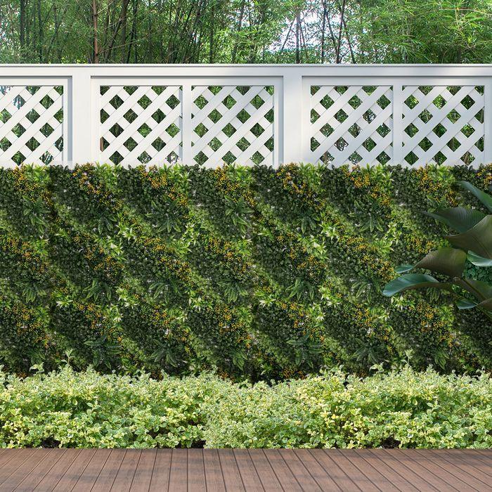 Produktbild Swisshandel24 12 Stück künstliches Pflanzenwand Hecke 50x50 cm UV-Schutz Sichtschutz Mehrblättriges Design Heckenp (50 cm)
