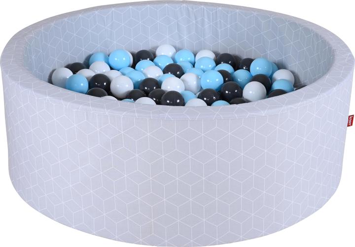 Knorrtoys Bällebad soft - "Geo cube grey" - 300 balls creme/grey/lightblue (ca. 6cm Durchmesser)
