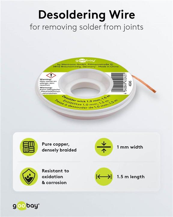 Actual product image Goobay Desoldering wire (desoldering litz)