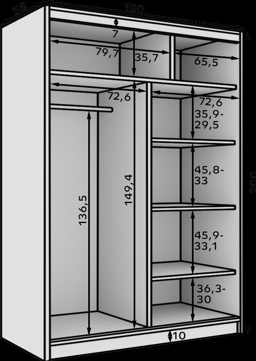 Actual product image ADRK Furniture Cardi Schwebetürenschrank 150