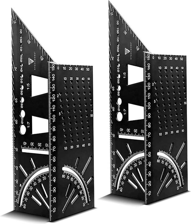 Produktbild Stahlwerk 2er Set Gehrungswinkel-Lineal mit Anschlag und Bohrlehre 3D-Winkel Gehrmass