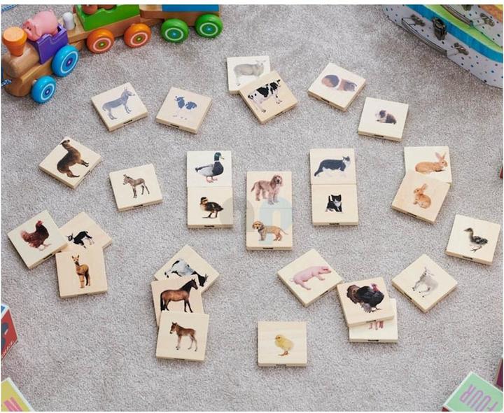 Image du produit TickiT Jeu de paires d'images d'animaux domestiques (Mémo) en bois (28 pièces) (Français, Allemand, Anglais, Italien)