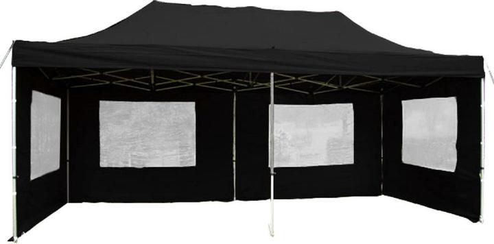 VCM PROFI Faltpavillon Partyzelt 3x6 m schwarz mit Seitenteilen wasserdichtes Dach (600 cm, 600 cm)