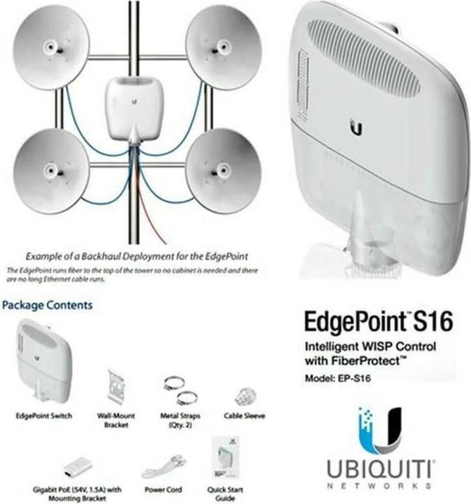Produktbild Ubiquiti EdgePoint S16: 6 Port (PoE) Switch (16 Ports)