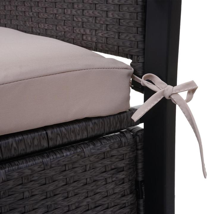 Produktbild Swisshandel24 Poly-Rattan 2er Sitzbank, Gartenbank Truhenbank, Staufach Aufbewahrung Sitzkissen - grau, Kissen bei