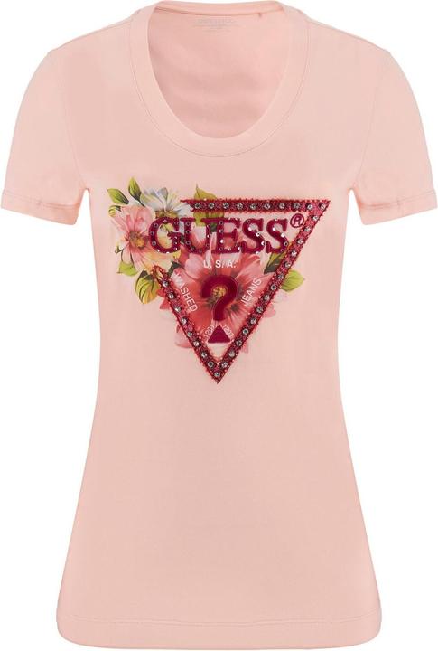 Guess Damen T-Shirt mit dreieckigen Perlen (S)