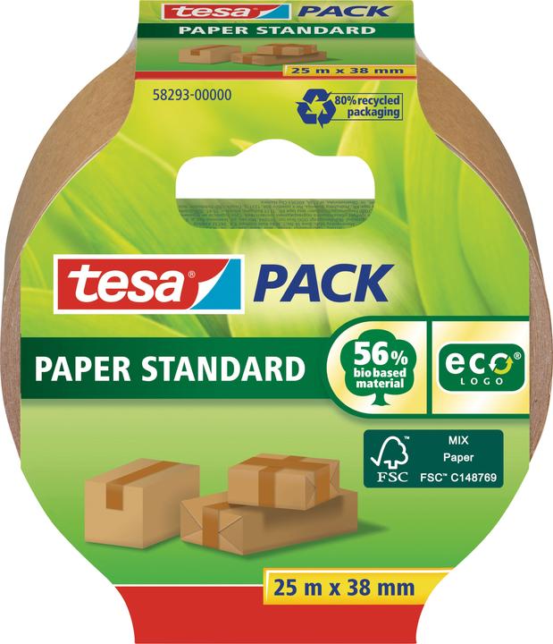 Immagine prodotto tesa nastro da imballaggio tesapack PAPER STANDARD - 56% di materiale biobased - adatto al riciclaggio (38.38 mm)