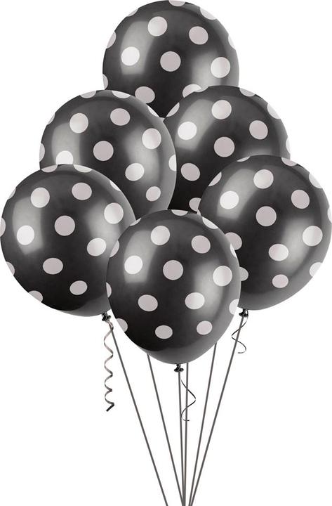 Produktbild Unique Luftballons Schwarz mit weissen Punkten (6 x)