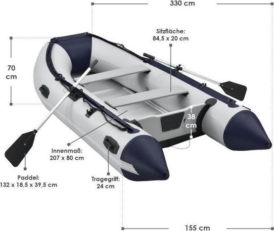 Image du produit Juskys Schlauchboot mit Sitzbänken (320 cm, 4 pers.)